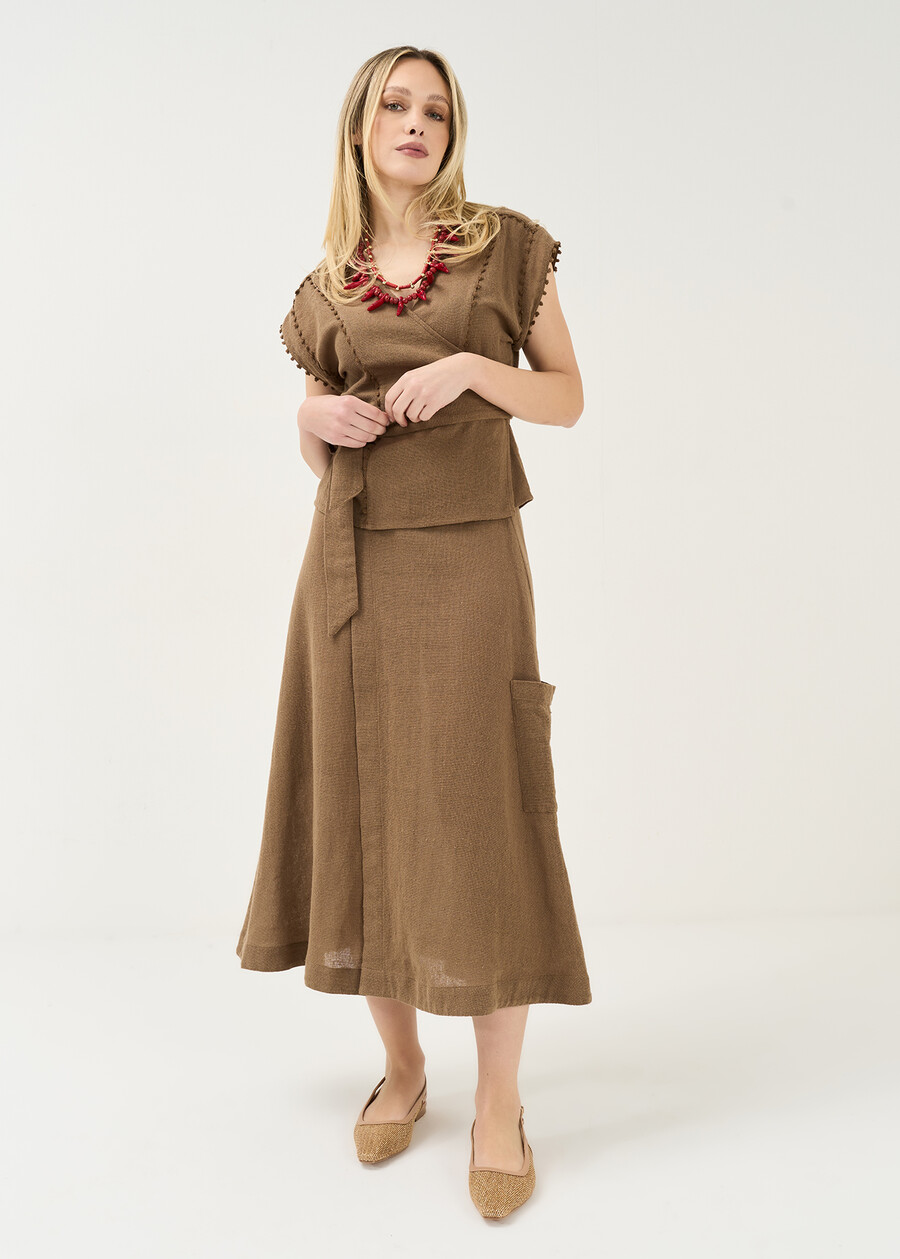 Blusa Blix avvolgente in cotone MARRONE Donna , immagine n. 5