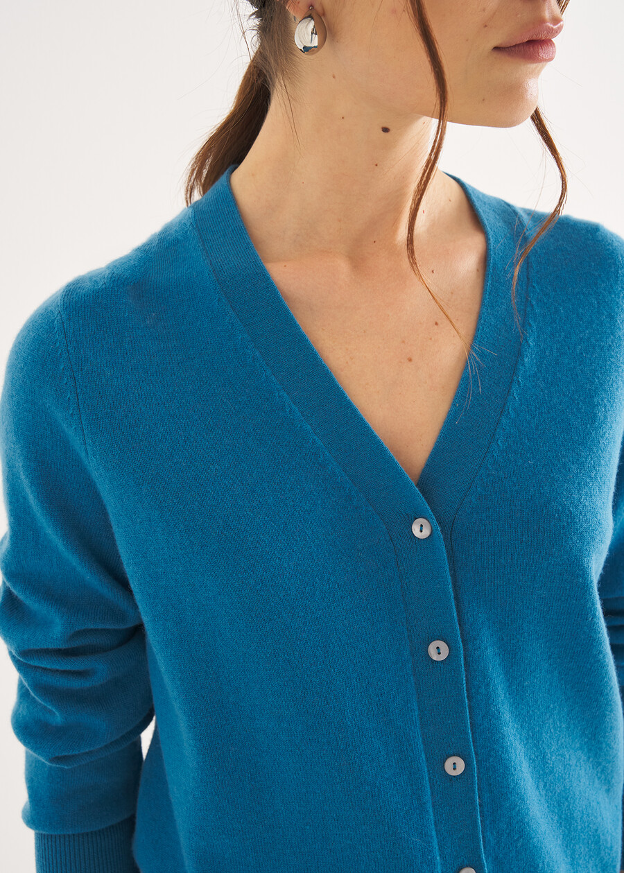 Cardigan Clooney in lana e cashmere ROSSO MAGENTAVERDE PAVONE Donna , immagine n. 2