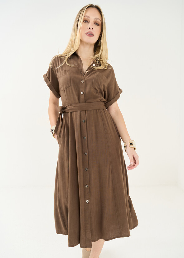 Abito midi chemisier Aron MARRONE Donna null