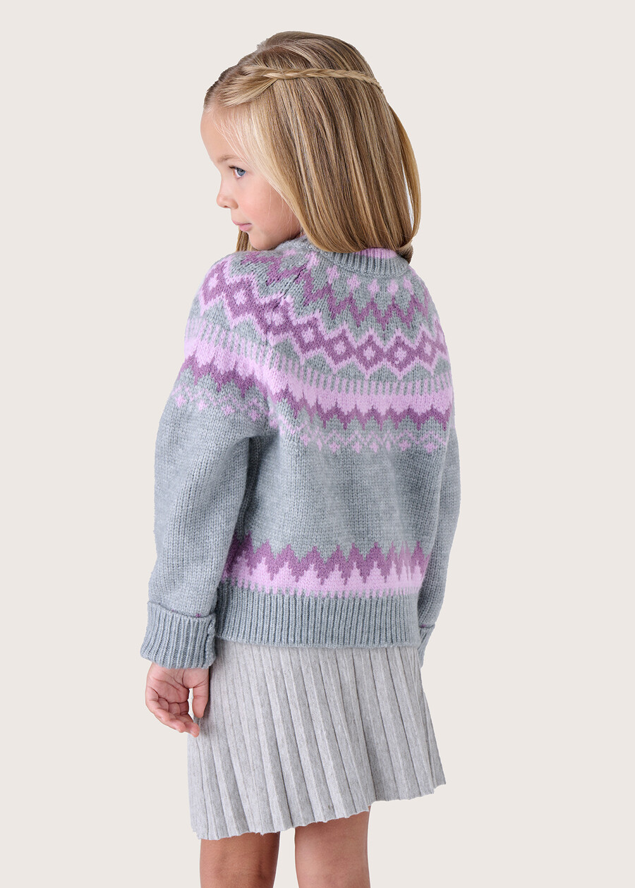 Chica Norwegian patterned girly cardigan GRIGIO LIGHT GREY Woman , image number 3