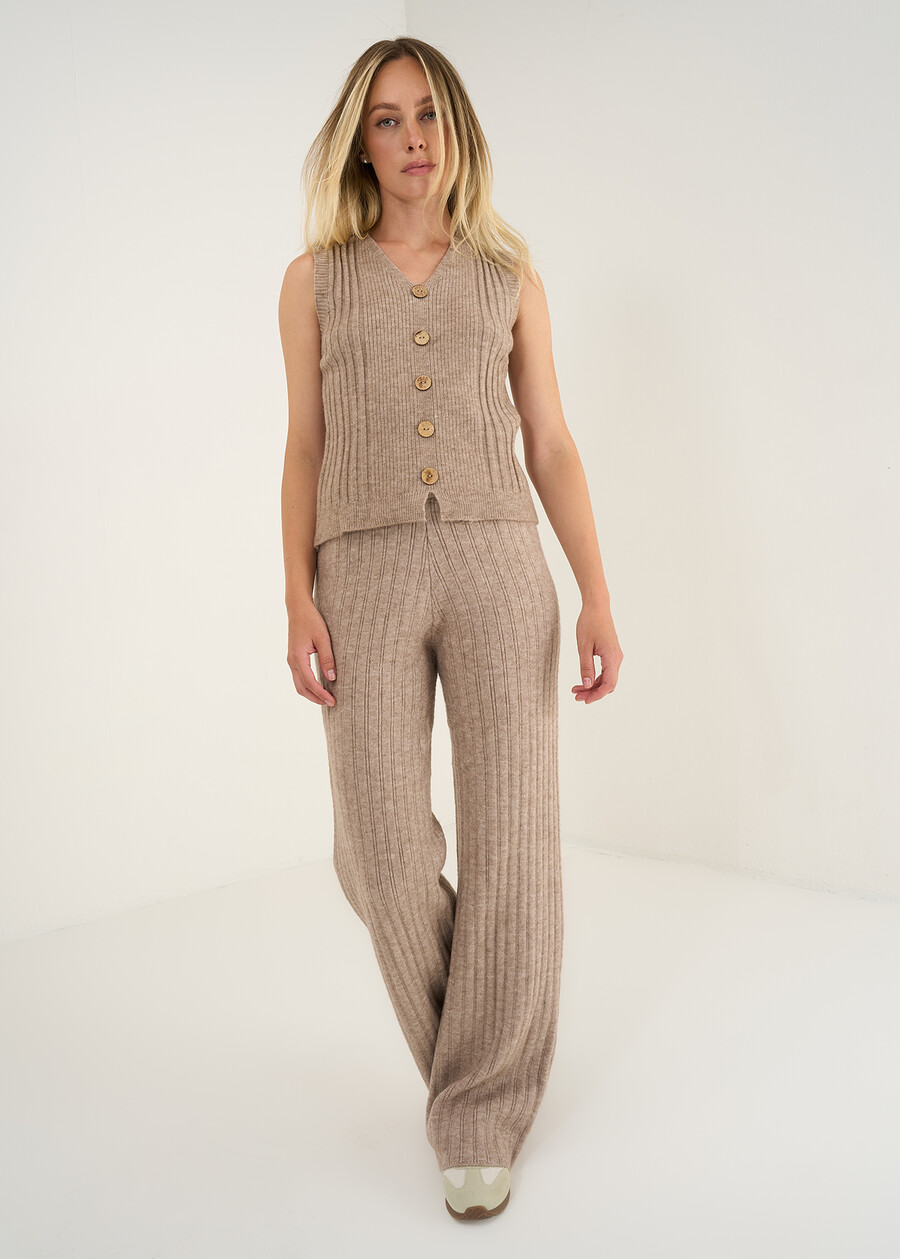 Pantaloni Paky in maglia a coste MARRONE Donna , immagine n. 2