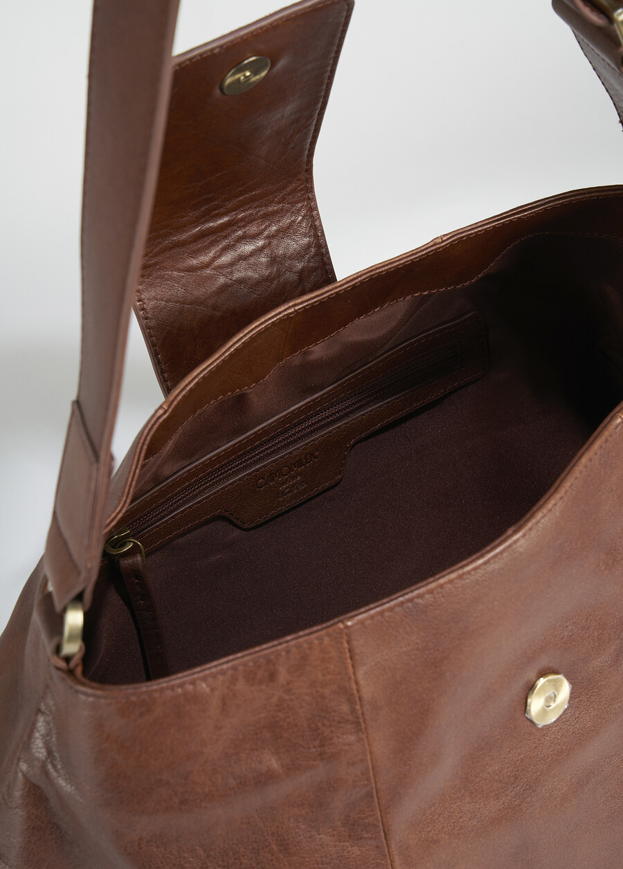 Borsa a sacca Boara 100% vera pelle MARRONE Donna , immagine n. 3