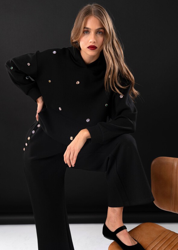 Fiaba sweatshirt with crystals NERO BLACK Woman null