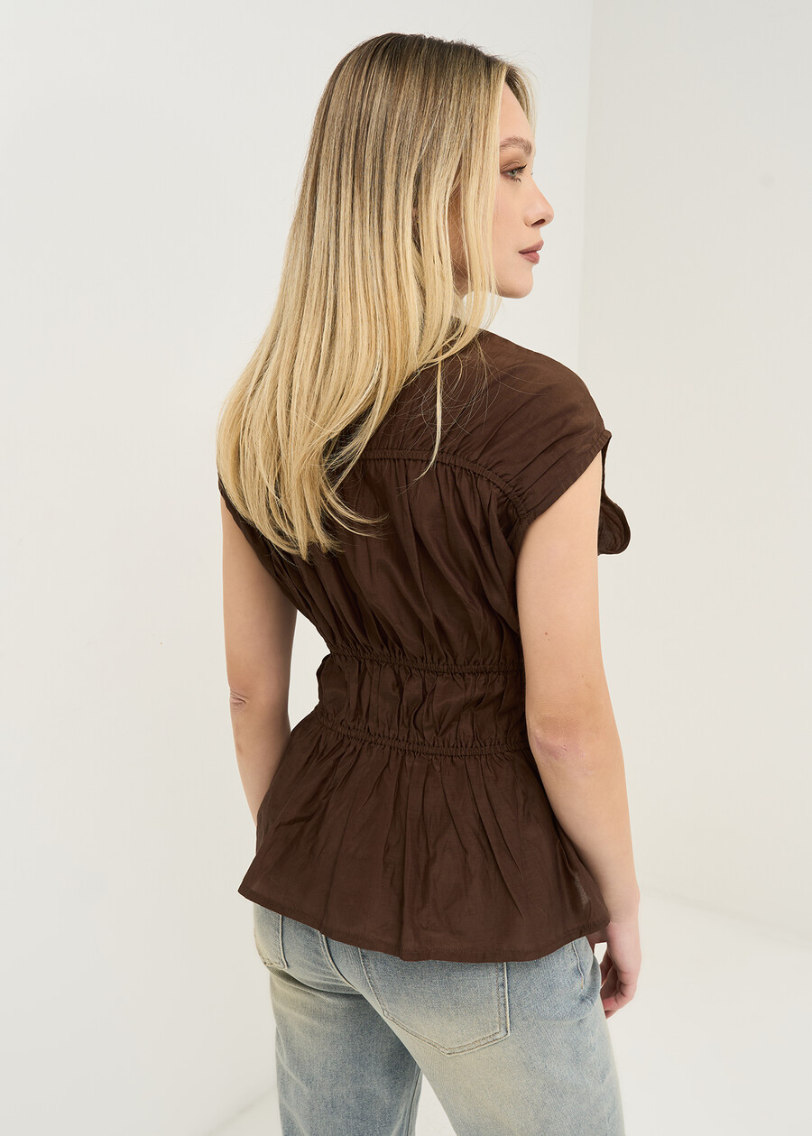 Tiago cotton top with flounce MARRONEVERDE Woman , image number 3
