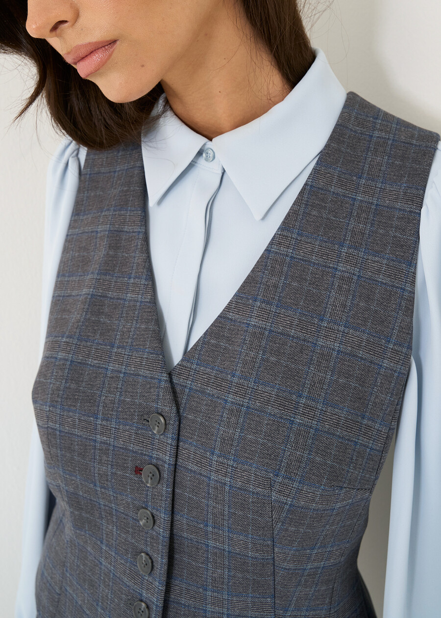Archivio tailored check vest GRIGIO GREY Woman , image number 2