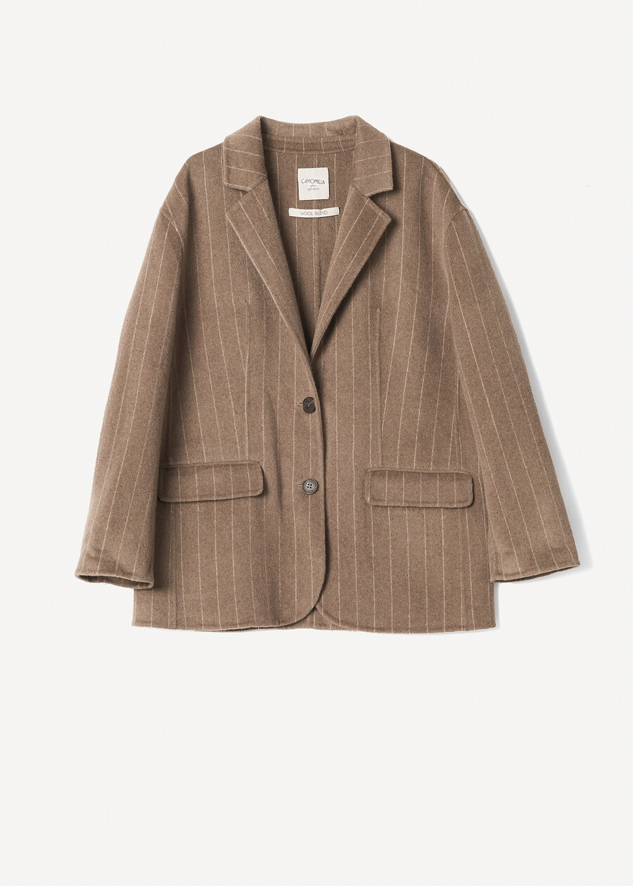 Giulia pinstripe wool jacket GRIGIO TORTORABLU Woman , image number 5