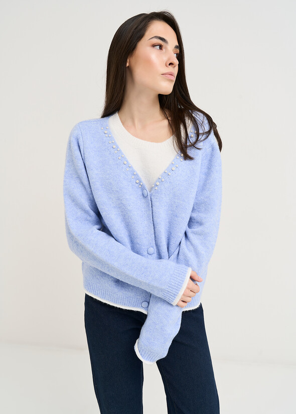 Mayra double layer sweater beads CELESTE FIORDALISO Woman null