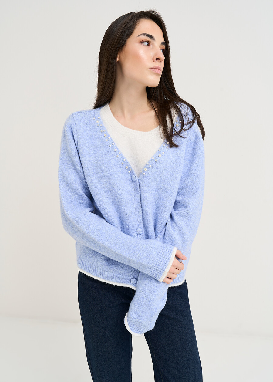 Mayra double layer sweater beads CELESTE FIORDALISO Woman , image number 1