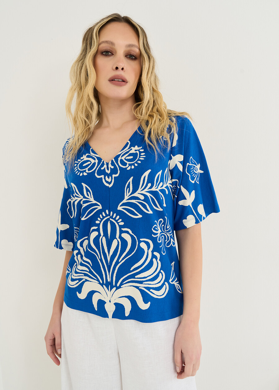 Slike printed T-shirt BLUE TURCHESE Woman , image number 1