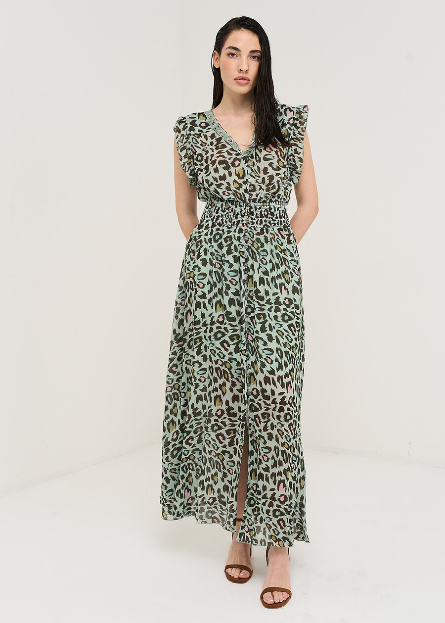 Alvara animalier embroidery dress VERDE AQUA Woman , image number 2