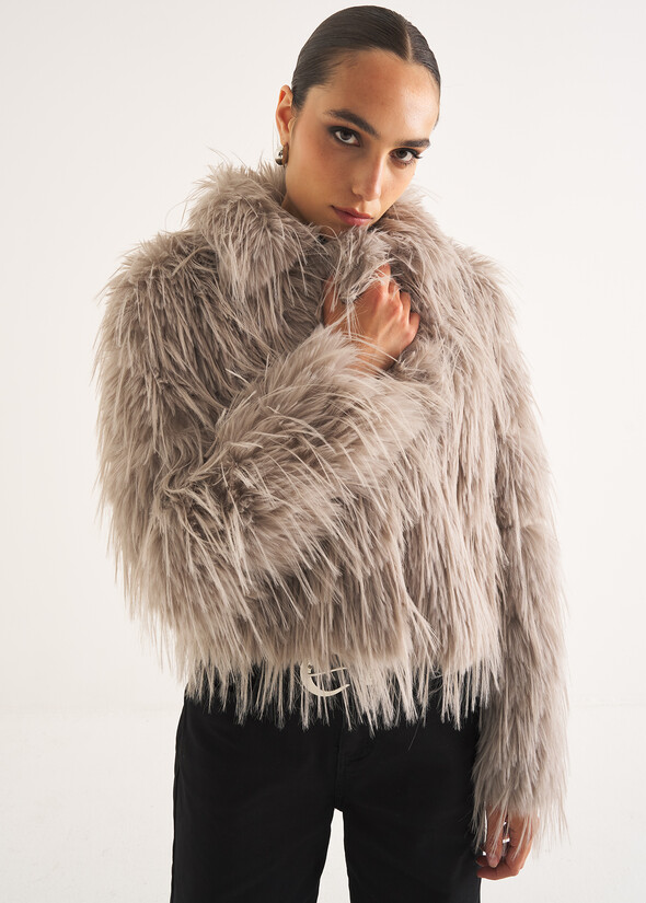 Gessica faux fur jacket GRIGIO PERLA Woman null