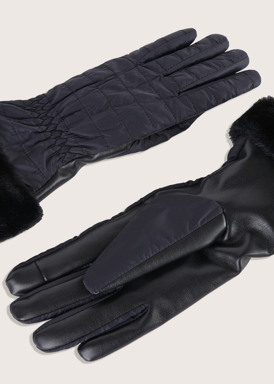 Gyanet eco-leather and nylon gloves, Woman  , image number 1