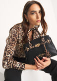Belly Small animalier faux leather shopping bag NERO BLACK Woman image number 1