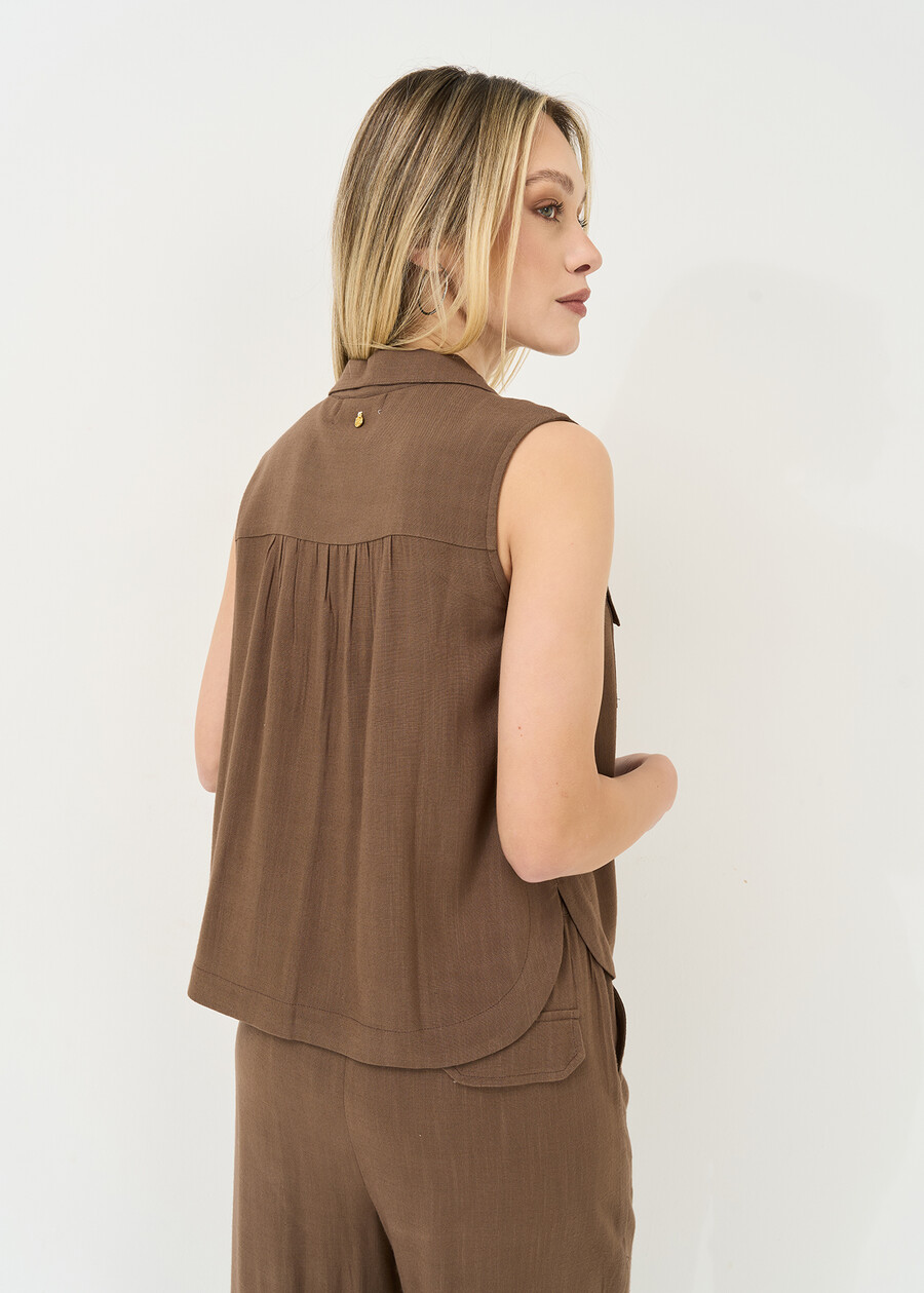 Top Tonny stile camicia con rever MARRONE Donna , immagine n. 3