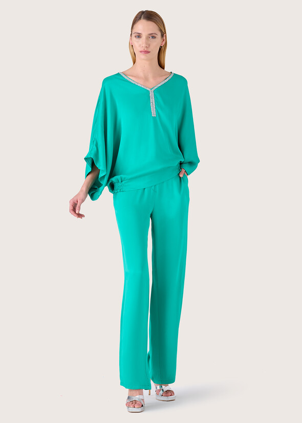 Pantalone Primo in viscosa BLU AQUAMARINE Donna null