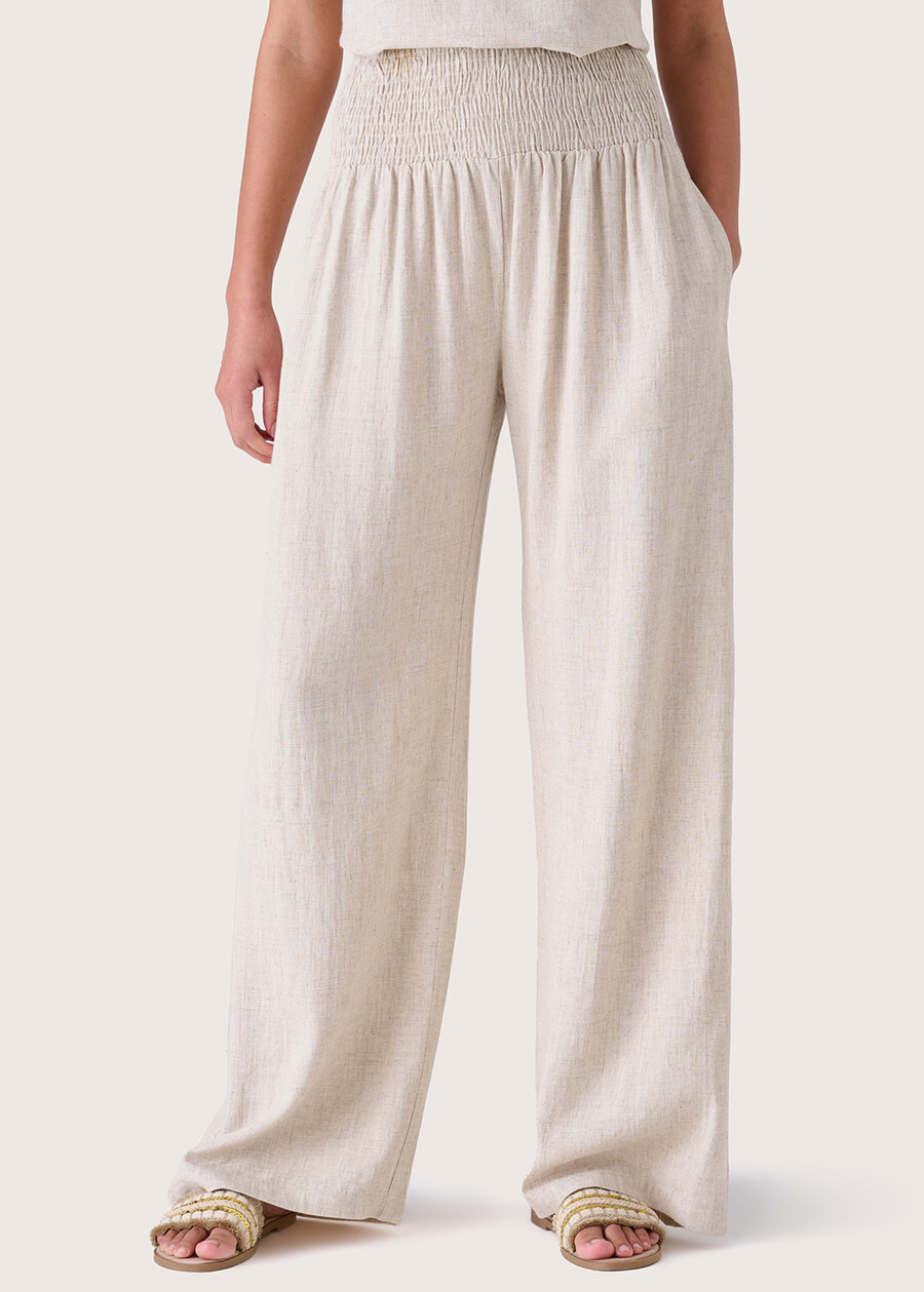Pantaloni Polis in lino e viscosa BEIGE SAFARI Donna , immagine n. 2