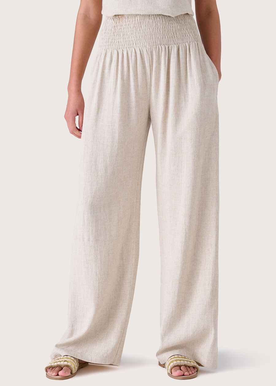 Polis linen and viscose trousers BEIGE SAFARI Woman , image number 2