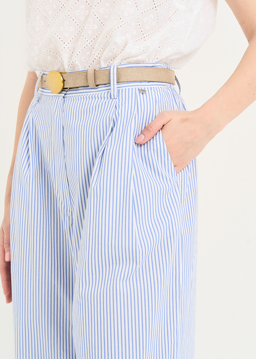 Pantaloni Paros cotone a righe BIANCO WHITE Donna , immagine n. 3