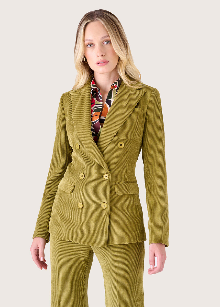 Geneva velvet double-breasted jacket VERDE GOLDEN Woman , image number 2