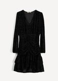 Amor flock short dress with ruffles NERO Woman image number 5