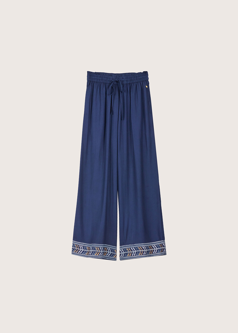 Polly 100% rayon trousers BLUE OLTREMARE  Woman , image number 5