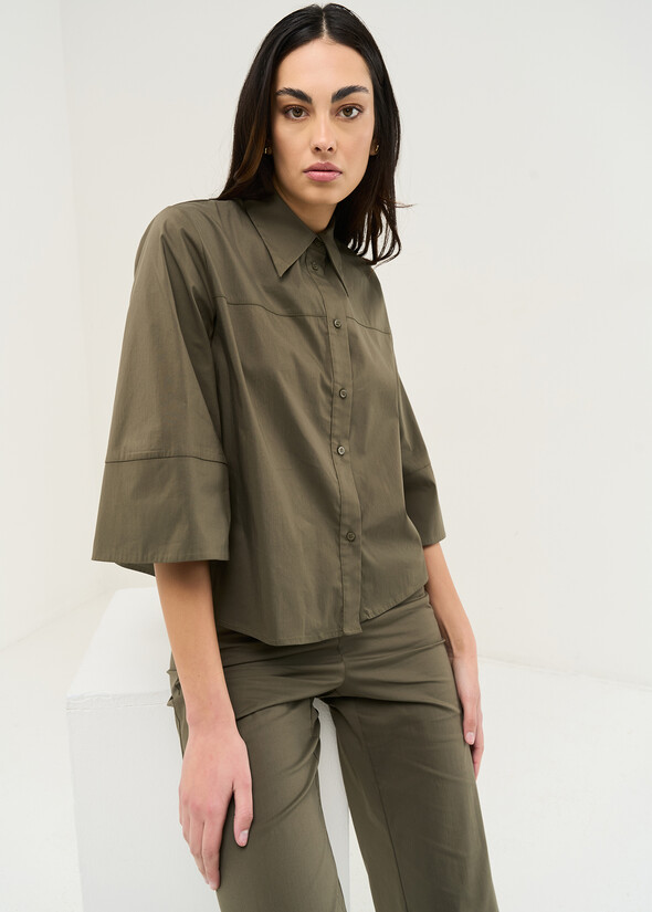 Camicia Cely corta in cotone VERDE Donna null