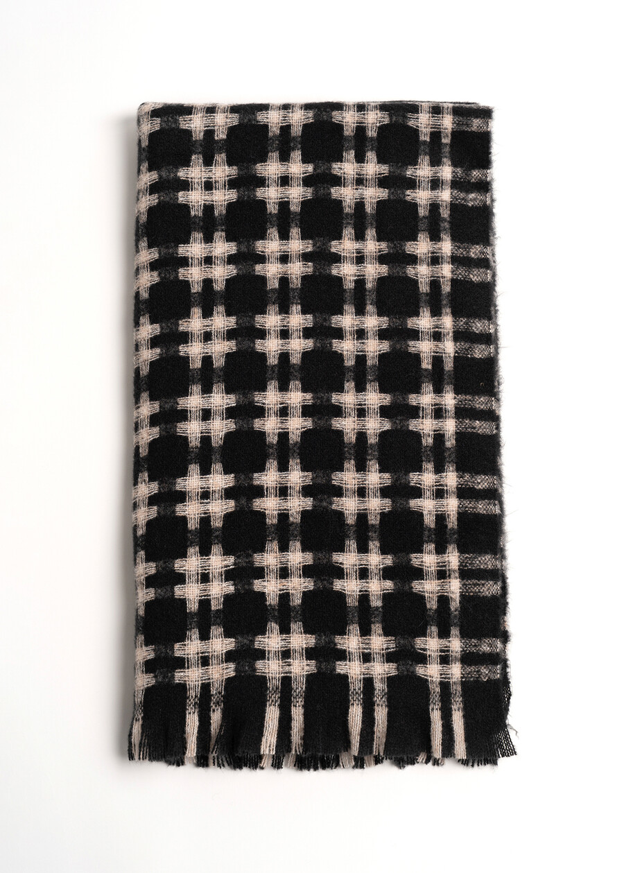Samy check patterned scarf NERO BLACK Woman , image number 1