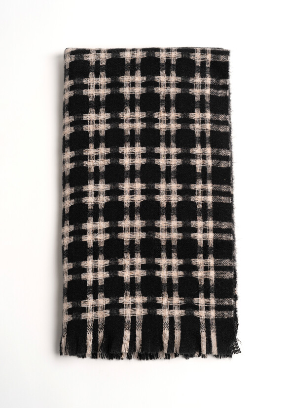 Samy check patterned scarf Samy check patterned scarf NERO BLACK Woman null
