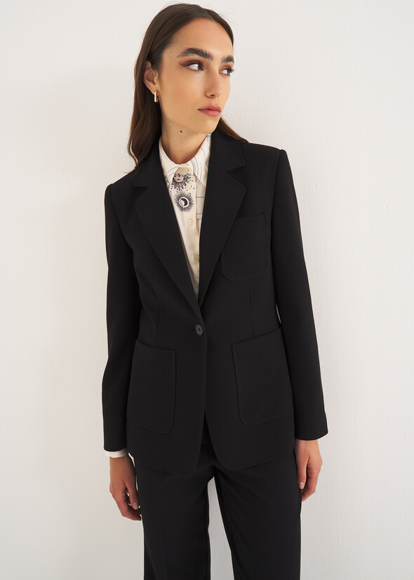 Travel Jacket with patch pockets NERO BLACK Woman null