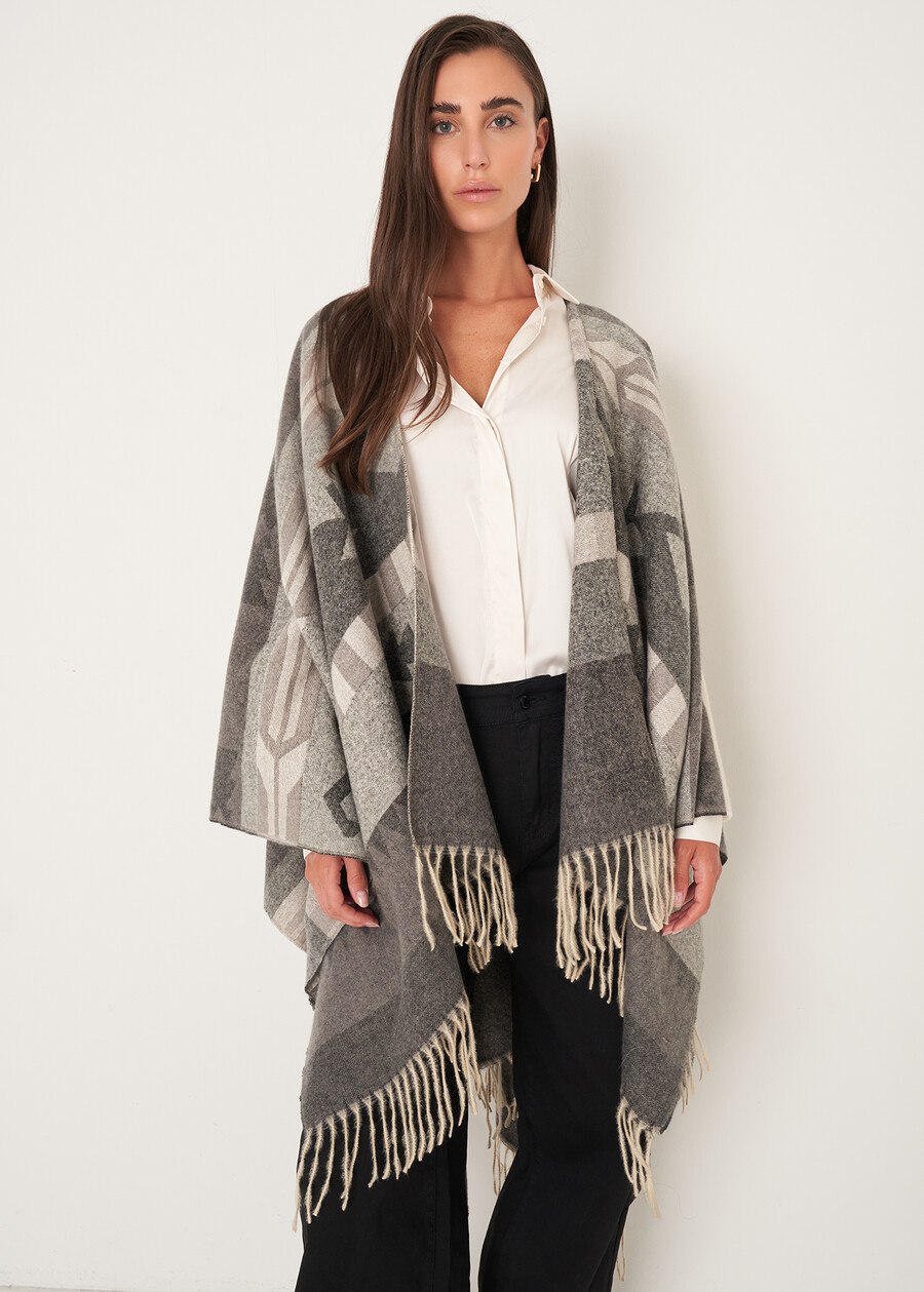 Mantella Maria con stampa azteca BEIGE LATTE Donna , immagine n. 2