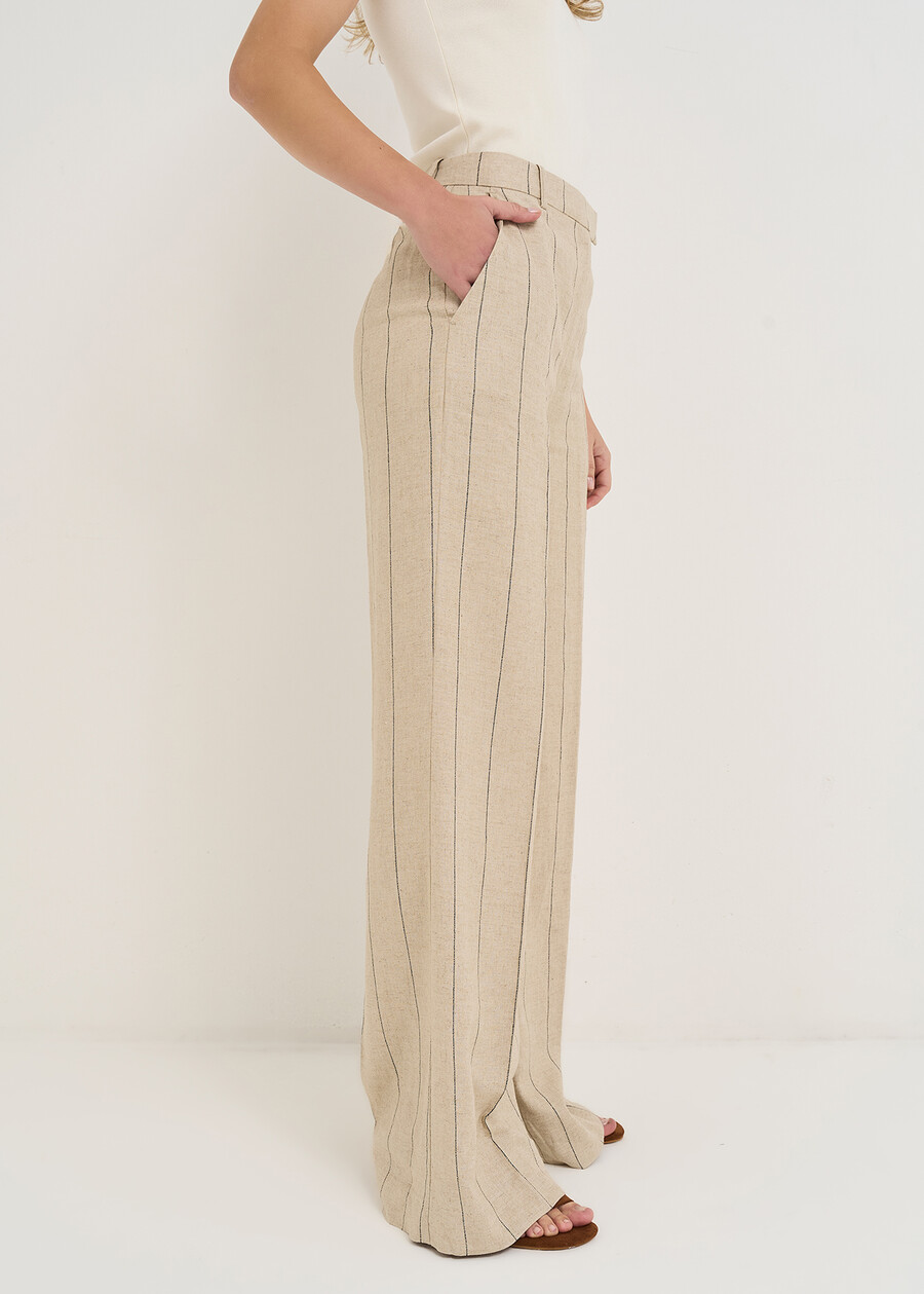 Paky linen blend trousers MARRONEMABKS Woman , image number 4