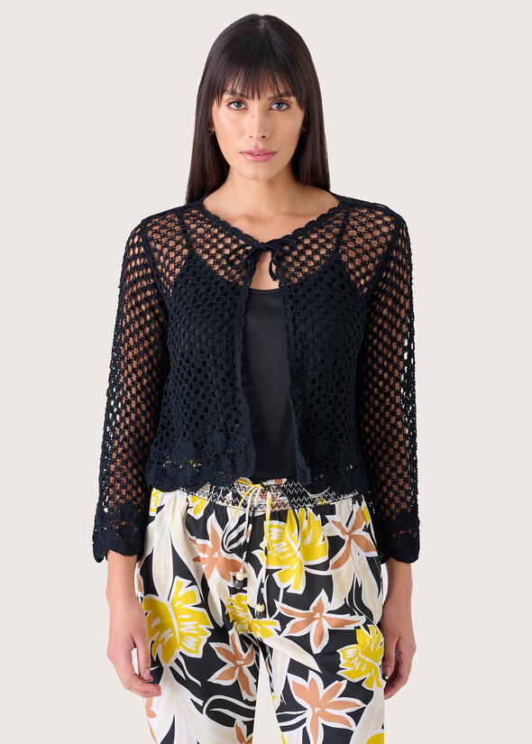Calla 100% cotton crochet cardigan NERO Woman null