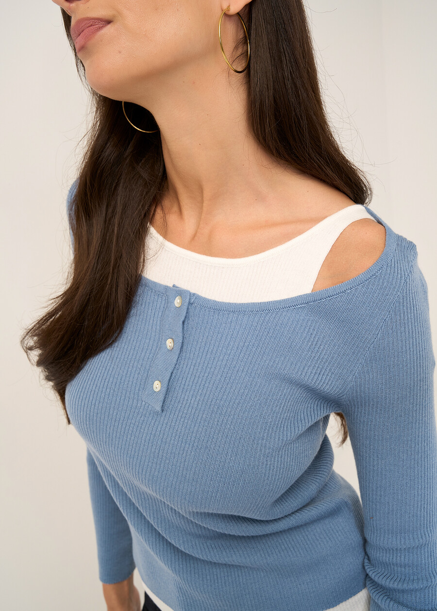 Maglia Marie 2 in 1 con canotta CELESTE POLVERE Donna , immagine n. 2