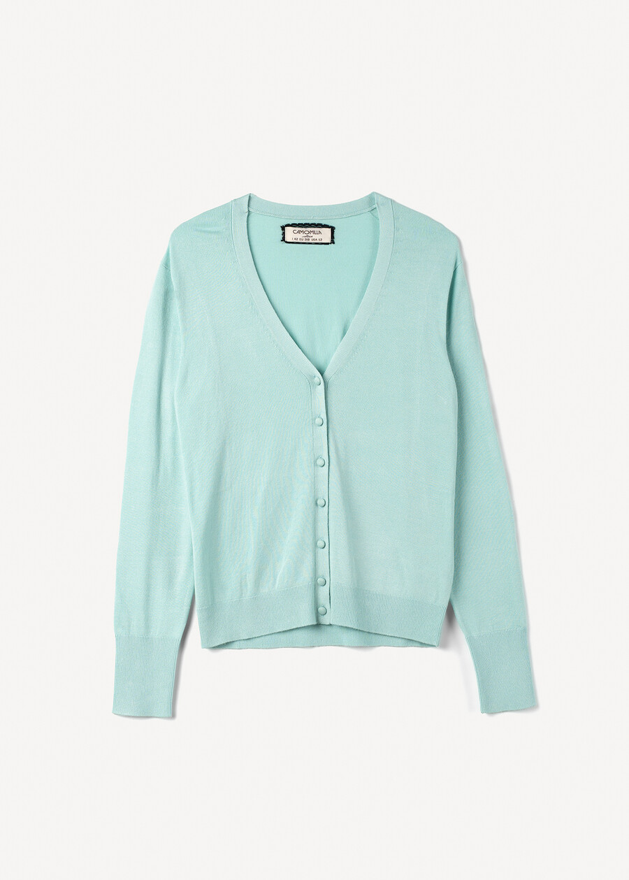 Cardigan Carl con scollo a V CELESTE POLVEREVIOLA LAVANDA Donna , immagine n. 5