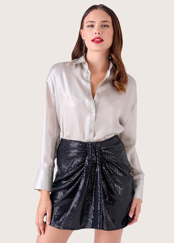 Camicia Cher in tessuto shimmer GRIGIO CLOUD Donna null