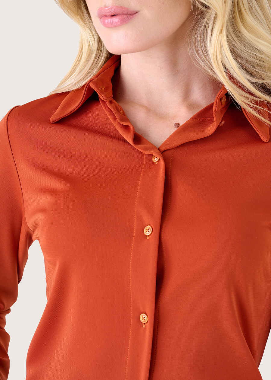 Camicia Alessia in jersey NERO BLACKVIOLA UVABIANCO WHITEMARRONE BRUCIATO Donna , immagine n. 2