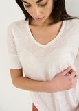 T-shirt Skyper in lino con scollo a V BEIGEMARRONEBIANCO WHITE Donna immagine n. 2