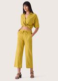 Pommy linen and cotton Capri trousers GIALLO MANGO Woman image number 1