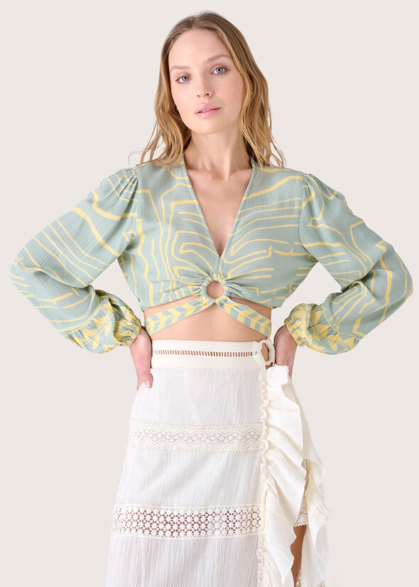Blusa corta Crily 100% cotone VERDE SALVIA Donna null