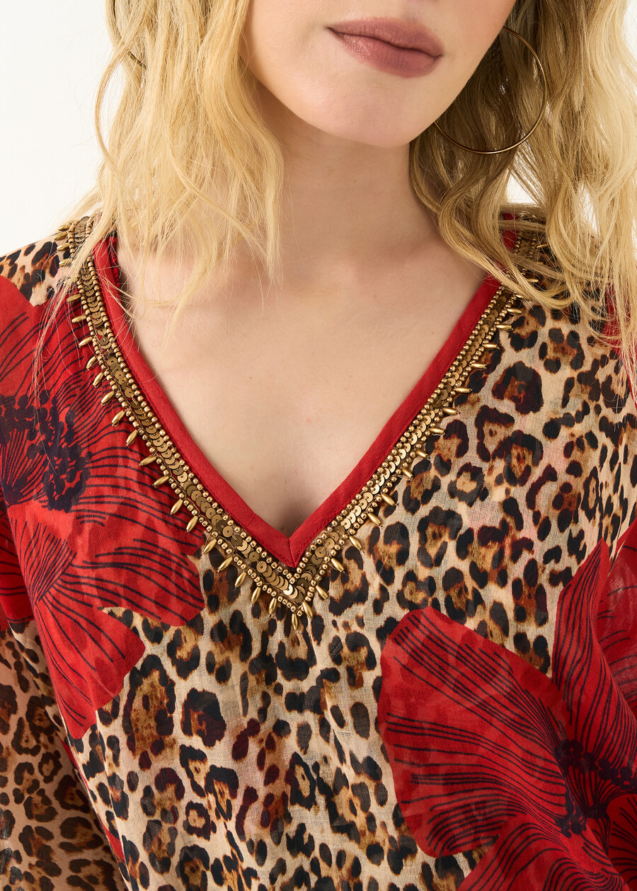 Kaftano Berenice stampa animalier ROSSO Donna , immagine n. 2