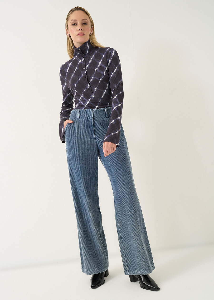 Suzan viscose top with snap buttons BLU Woman , image number 4