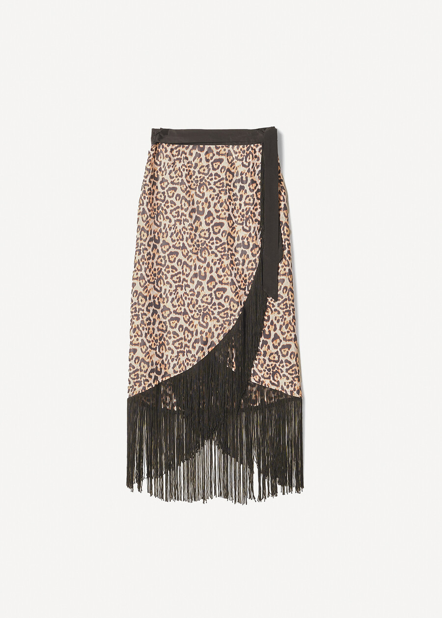 Gemma wrap skirt with fringes NERO BLACK Woman , image number 5