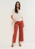 T-shirt Skyper in lino con scollo a V BEIGEMARRONEBIANCO WHITE Donna immagine n. 4