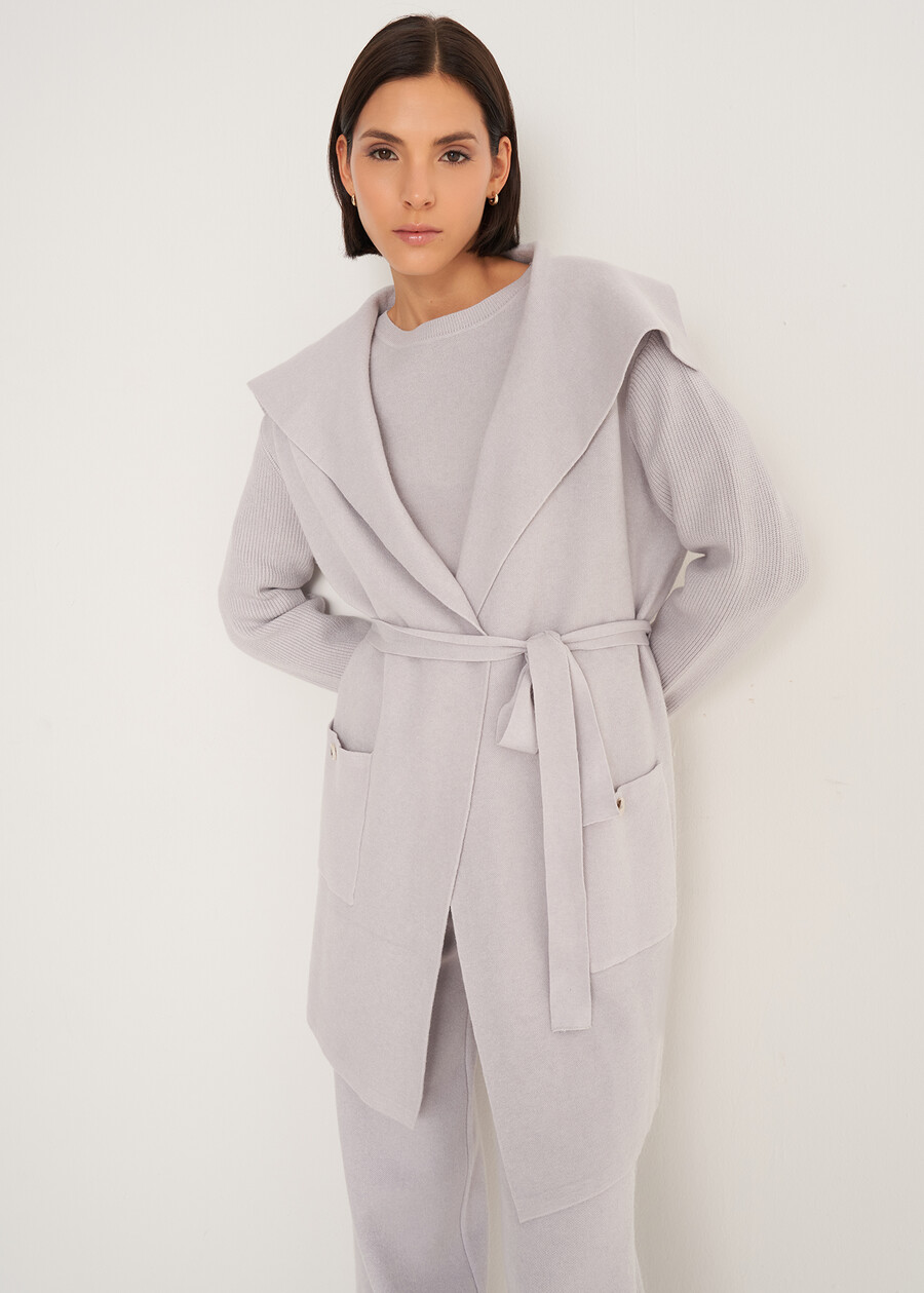 Cardigan Clotilde con collo a scialle MARRONE CAFFEGRIGIO PERLA Donna , immagine n. 2