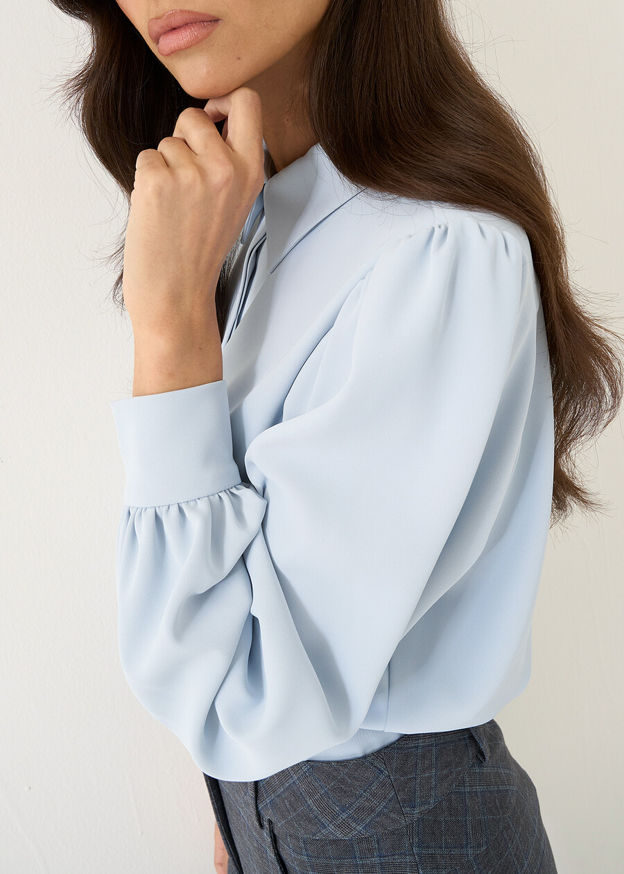 Carol classic blouse with ruching AZZURO AZZURRO Woman , image number 4