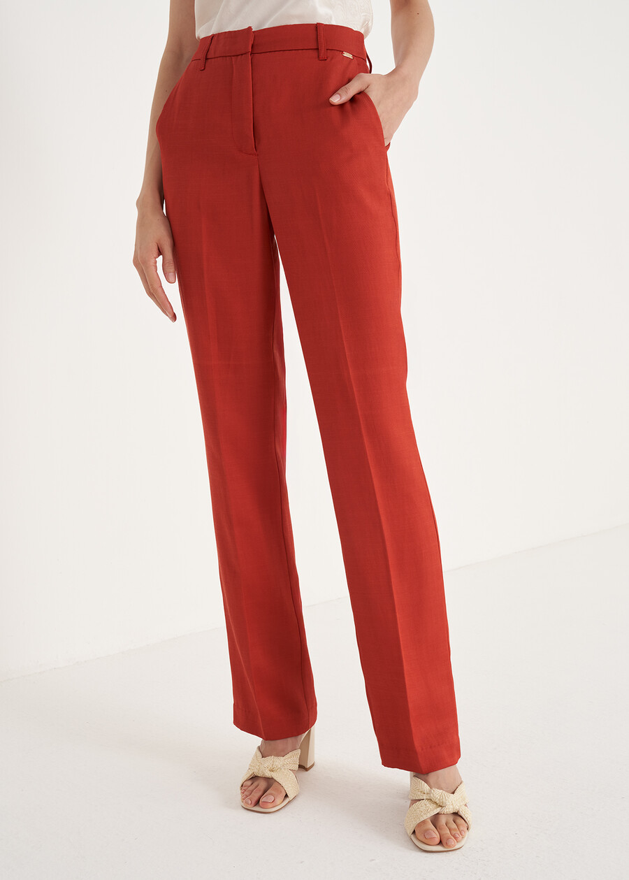 Jacqueline-L Linen e Viscose Trousers MARRONE JAVAARANCIO CAROTENE Woman , image number 3