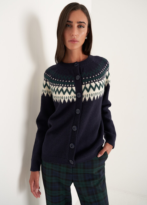 Cardigan Clio fantasia norvegese BLU MIDNIGHT Donna null