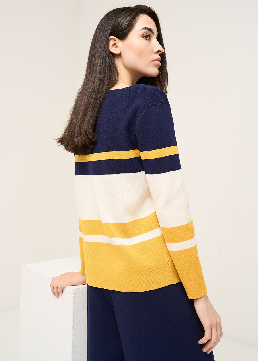 Melanie boat-neck knit sweater BLU Woman , image number 3