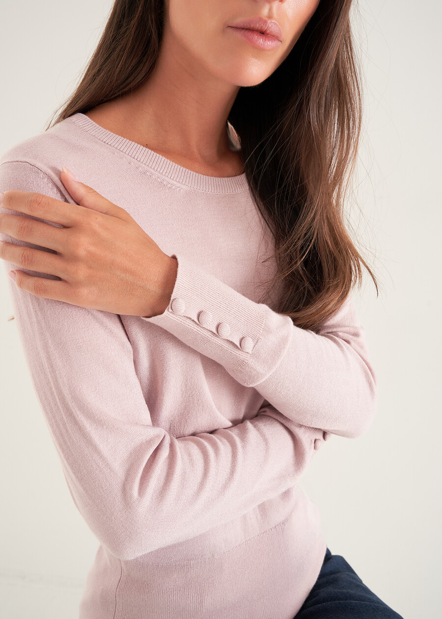 Melody wool sweater with round neck BLU MIDNIGHTCELESTE FIORDALISOVIOLA VINACCIAROSA Woman , image number 2