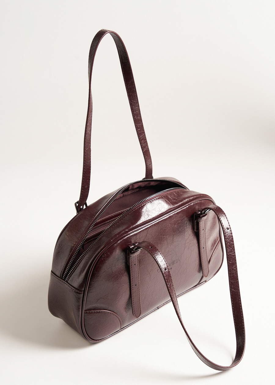 Bagary crinkled faux leather duffle bag NERO BLACKVIOLA VINACCIA Woman , image number 2
